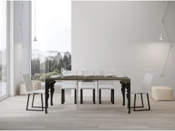 Consola*ITAMOBY Mesa consola extensível 90x40/196 cm Paxon Small Tortora quadro Antracite Castanho