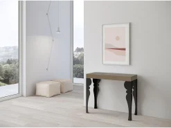 Consola*ITAMOBY Mesa consola extensível 90x40/196 cm Paxon Small Tortora quadro Antracite Castanho