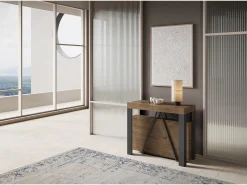 Online Ityhome Mesa consola extensível 90x40/196 cm Tarax Small nogueira quadro antracite Castanho