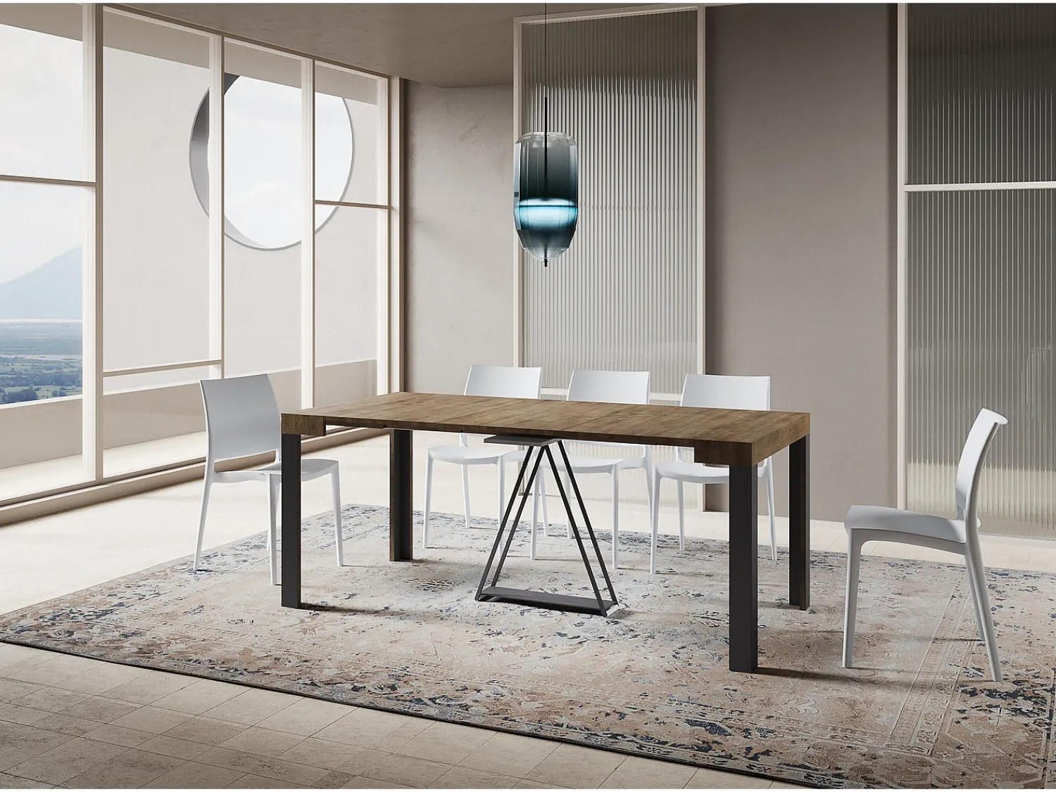 Online Ityhome Mesa consola extensível 90x40/196 cm Tarax Small nogueira quadro antracite Castanho