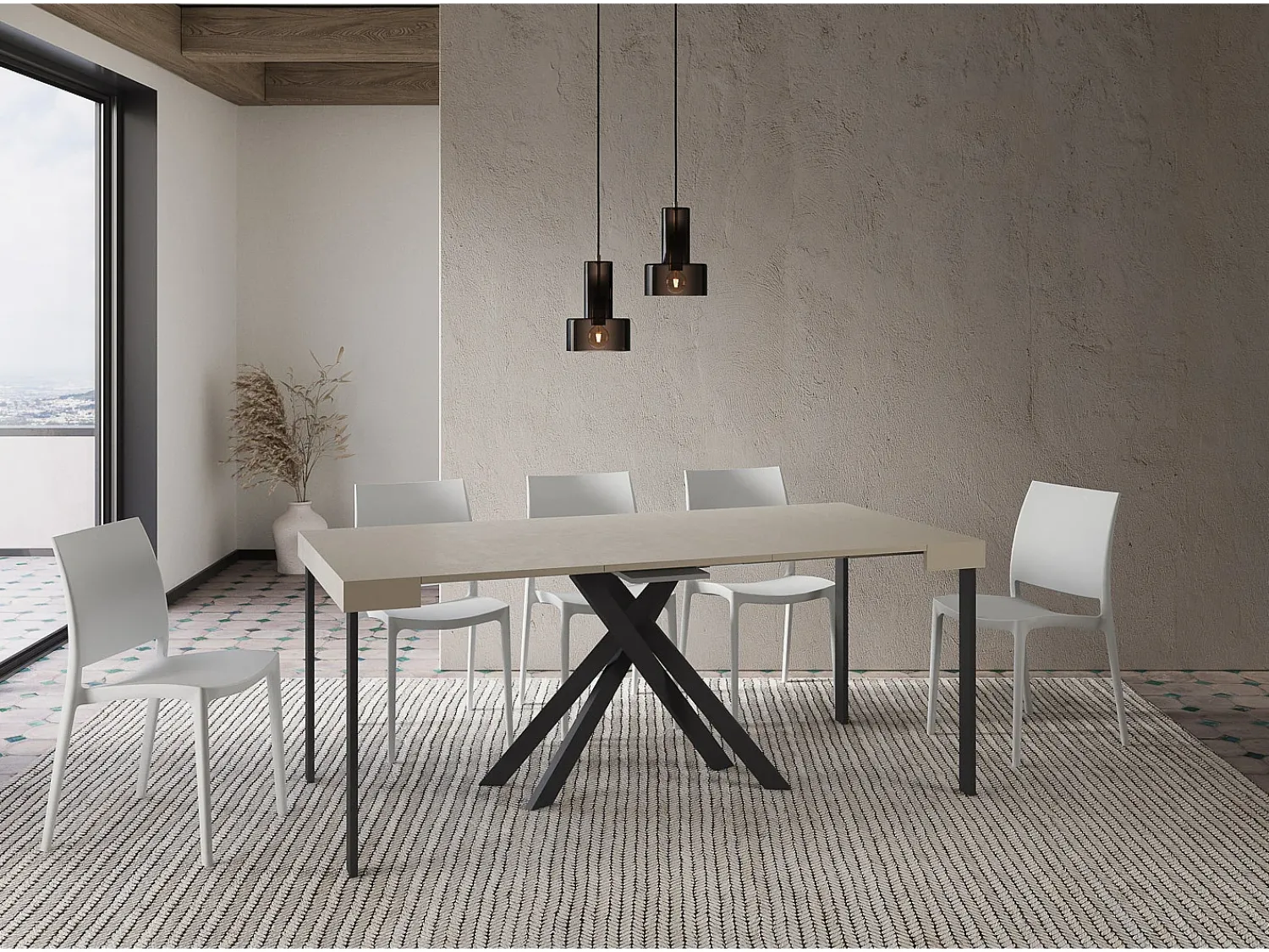 Ityhome Mesa consola extensível 90x40/300 cm Krack caxemira pernas antracite^ Consola
