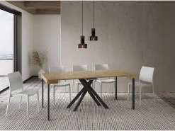 Ityhome Mesa consola extensível 90x40/196 cm Krack Small carvalho natural pernas antracite^ Consola