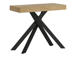 Ityhome Mesa consola extensível 90x40/196 cm Krack Small carvalho natural pernas antracite^ Consola