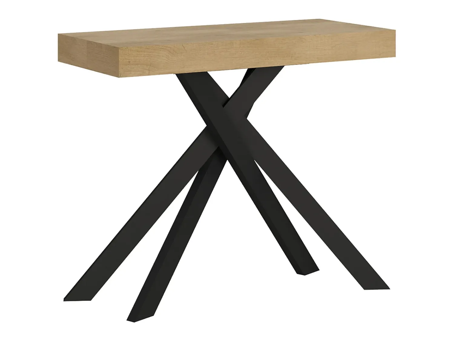 Ityhome Mesa consola extensível 90x40/196 cm Krack Small carvalho natural pernas antracite^ Consola