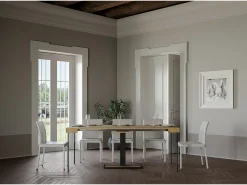 Consola|ITAMOBY Mesa consola extensível 90x40/300 cm Capital Carvalho Natural quadro Antracite Natural claro