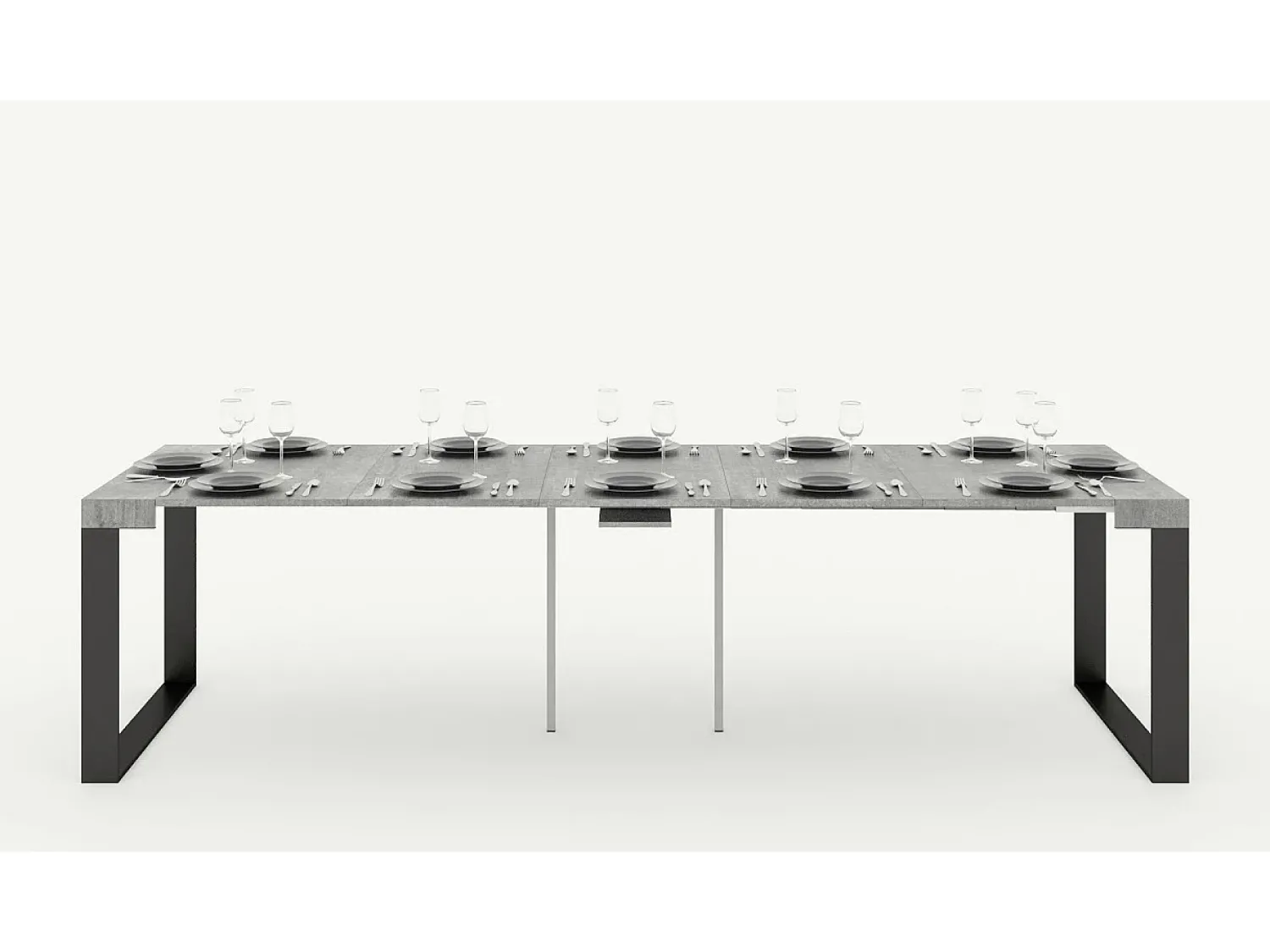 Clearance ITAMOBY Mesa consola extensível 90x40/196 cm Elettra Small Cinza Branca quadro Antracite Branco