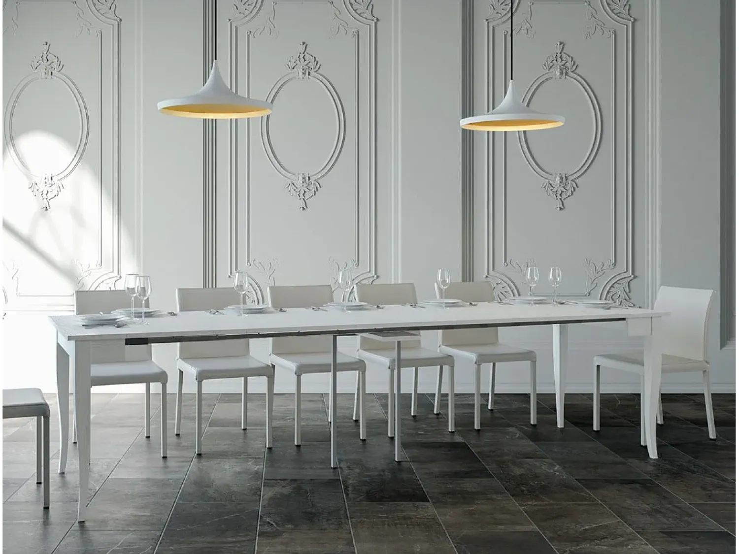 Consola|ITAMOBY Mesa consola extensível 90x48/308 cm Sciabola Cinza Branca Branco