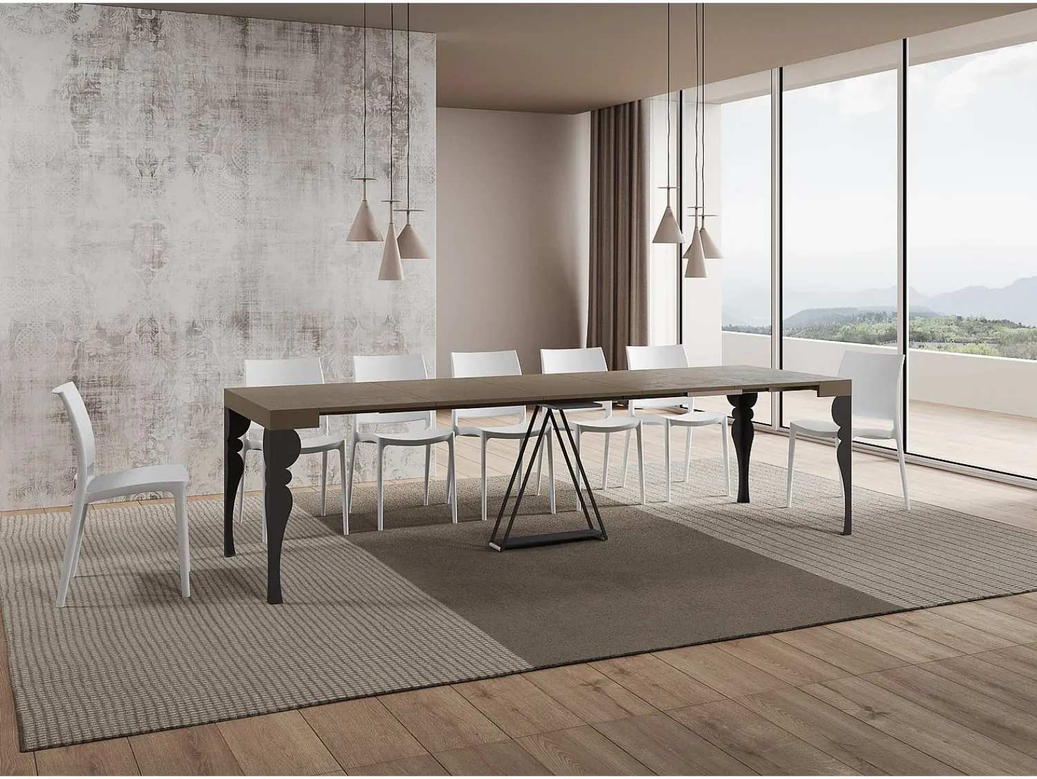 Hot Ityhome Mesa consola extensível 90x40/300 cm Riza tortora quadro antracite Castanho