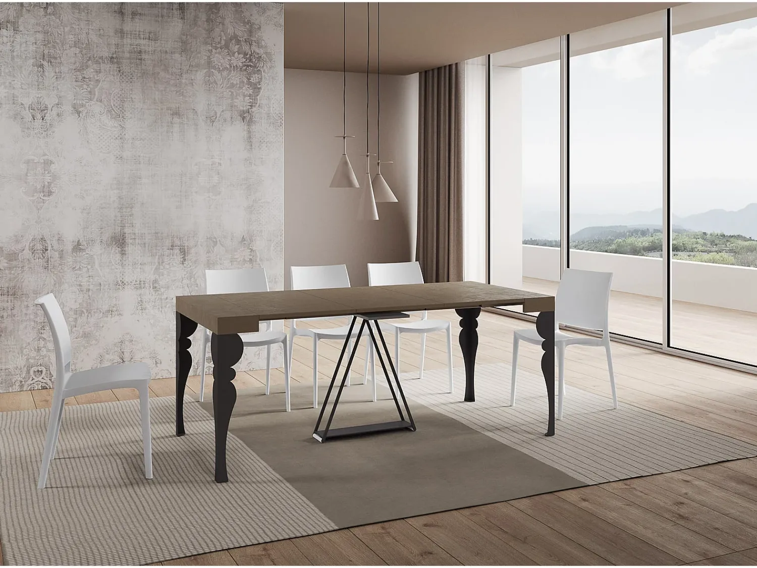 Hot Ityhome Mesa consola extensível 90x40/300 cm Riza tortora quadro antracite Castanho