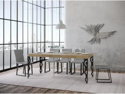 ITAMOBY Mesa consola extensível 90x40/300 cm Karamay Premium Carvalho Natural quadro Antracite^ Consola