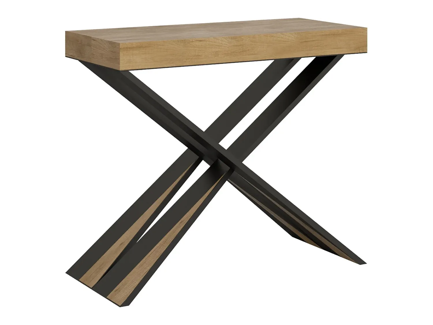 ITAMOBY Mesa consola extensível 90x40/196 cm Diago Small Premium Carvalho Natural quadro Antracite^ Consola