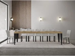 ITAMOBY Mesa consola extensível 90x40/300 cm Flame Premium Carvalho Natural quadro Antracite^ Consola