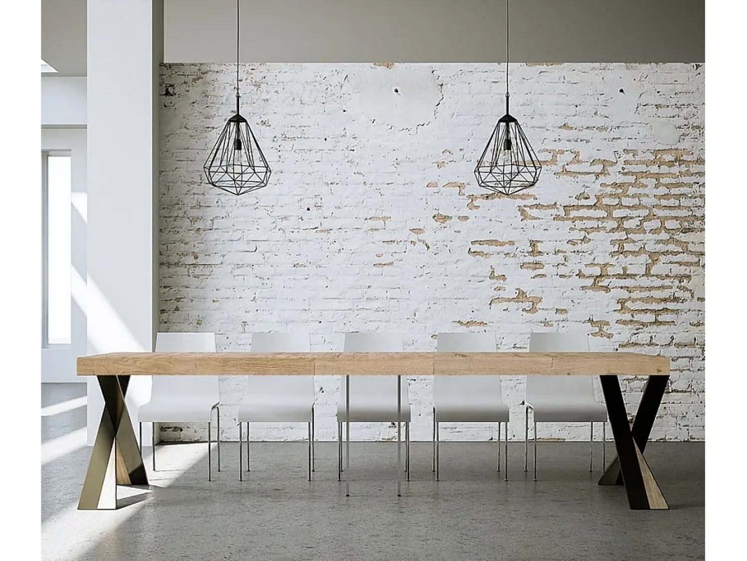 Outlet ITAMOBY Mesa consola extensível 90x40/300 cm Diago Premium Carvalho Natural quadro Antracite Natural claro