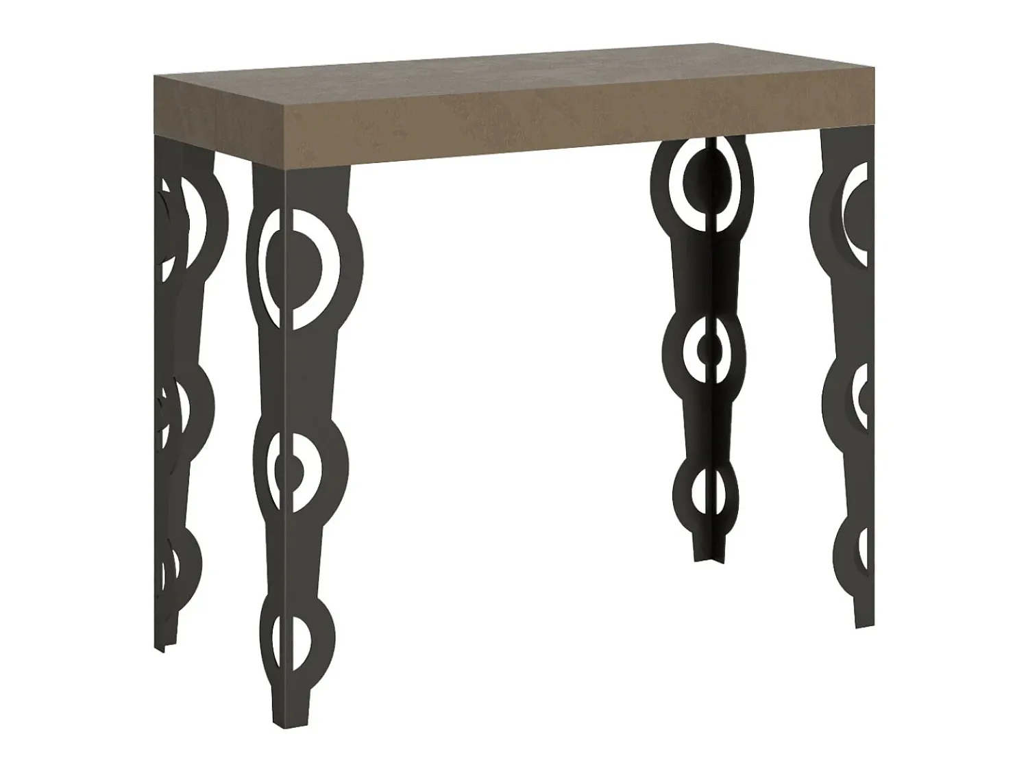 ITAMOBY Mesa consola extensível 90x40/196 cm Karamay Small Tortora quadro Antracite^ Consola