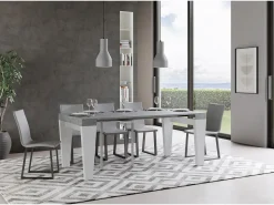 Consola*ITAMOBY Mesa consola extensível 90x40/196 cm Spimbo Mix Small plano Cimento - estrutura Cinza Branca Cinzento / Branco