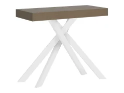 Consola*Ityhome Mesa consola extensível 90x40/196 cm Krack Small tortora pernas brancas Castanho