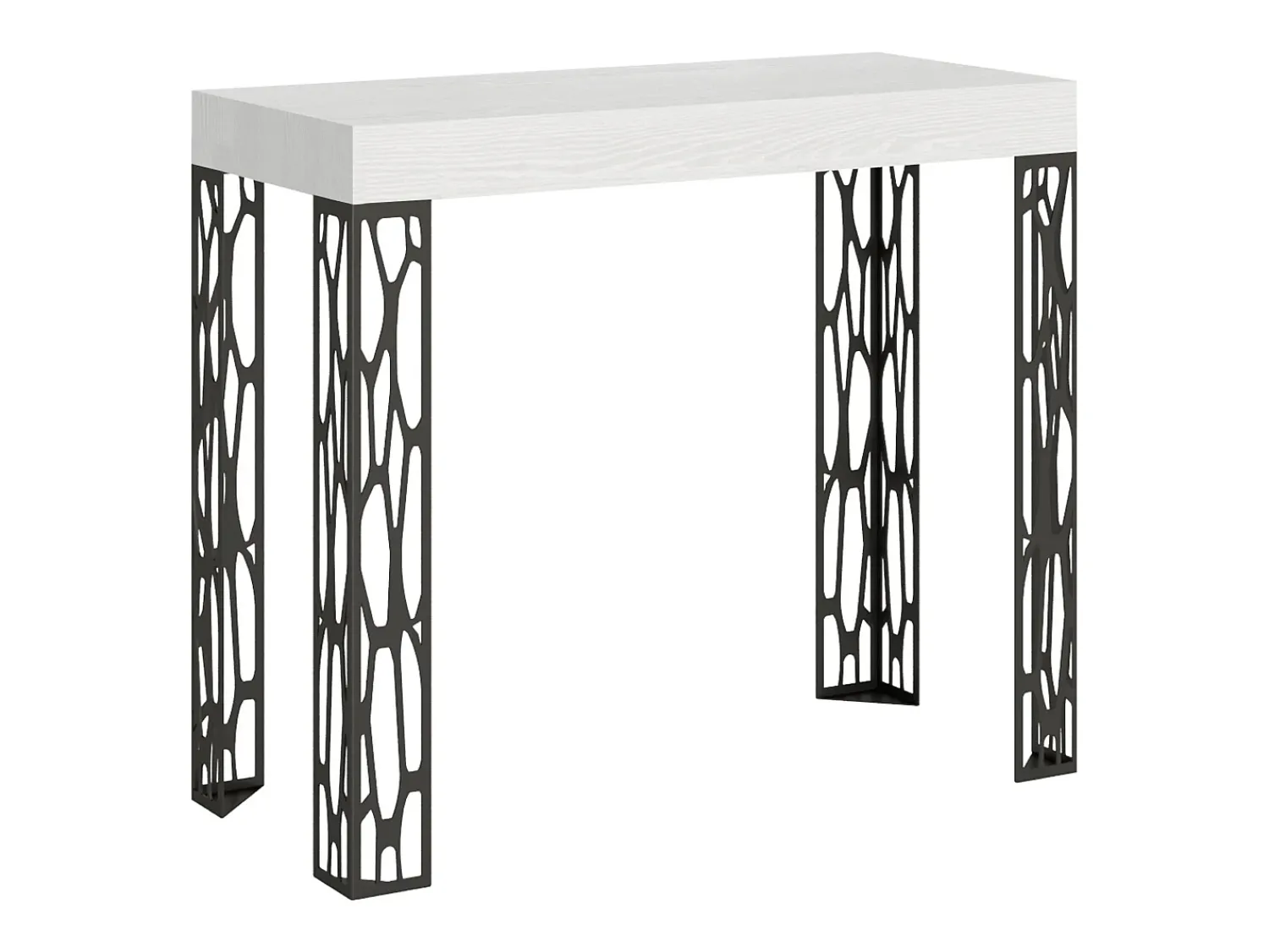 ITAMOBY Mesa consola extensível 90x40/196 cm Ghibli Small Cinza Branca quadro Antracite^ Consola