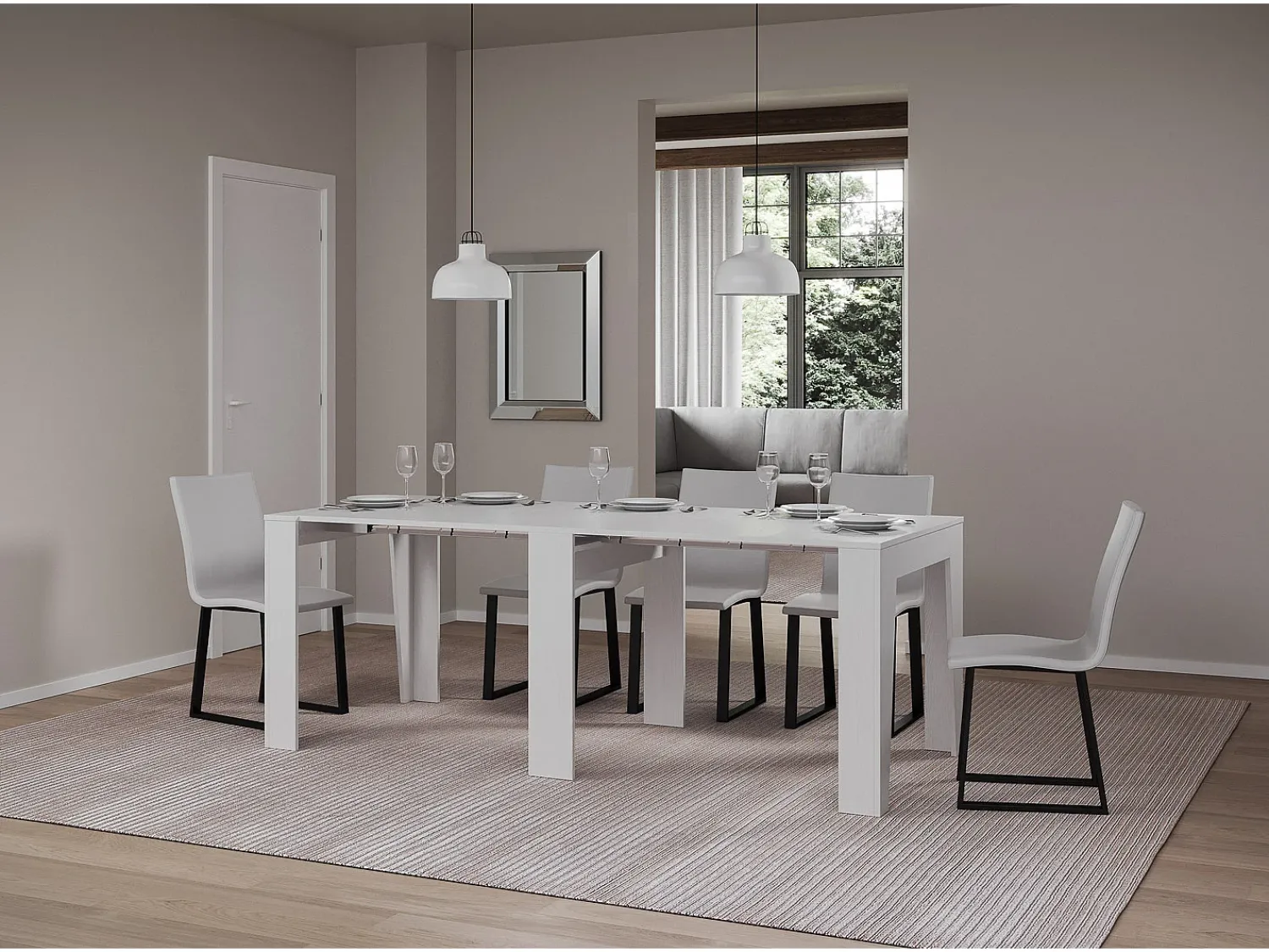 Best ITAMOBY Mesa consola extensível 90x25/211 cm Anea Cinza Branca extensões internas Branco
