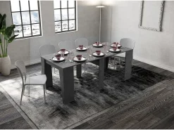 Consola*Ityhome Mesa consola extensível 90x48/308 cm Anvar antracite espatulado Cinzento