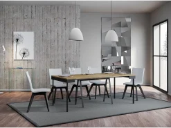 Outlet ITAMOBY Mesa consola extensível 90x40/196 cm Banco Evolution Small Carvalho Natural quadro Antracite Natural claro