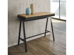 Outlet ITAMOBY Mesa consola extensível 90x40/196 cm Banco Evolution Small Carvalho Natural quadro Antracite Natural claro