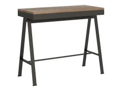 Outlet ITAMOBY Mesa consola extensível 90x40/196 cm Banco Evolution Small Carvalho Natural quadro Antracite Natural claro
