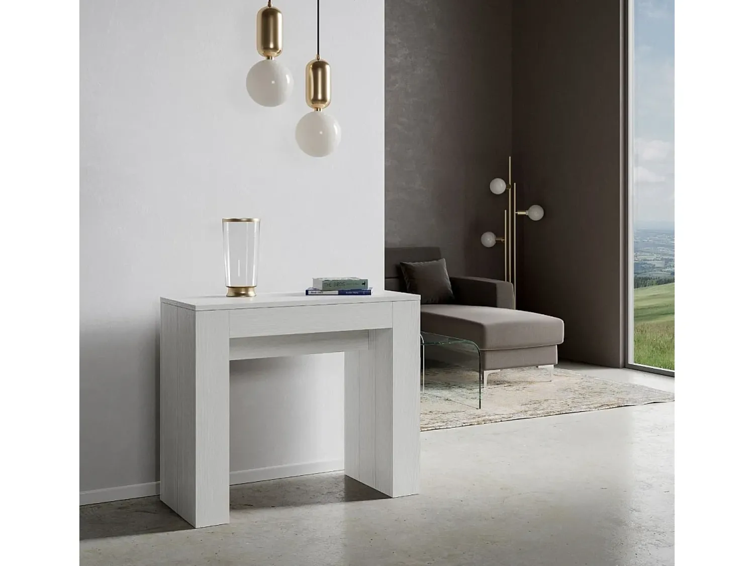 Hot ITAMOBY Mesa consola extensível 90x42/198 cm Modem Small Cinza Branca Branco