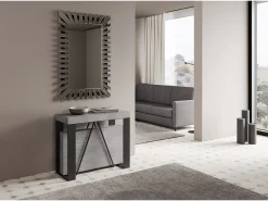 Consola*Ityhome Mesa consola extensível 90x40/196 cm Zamat Small cimento quadro antracite Cinzento