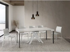Consola*Ityhome Mesa consola extensível 90x40/300 cm Krack cinza branca pernas brancas Branco