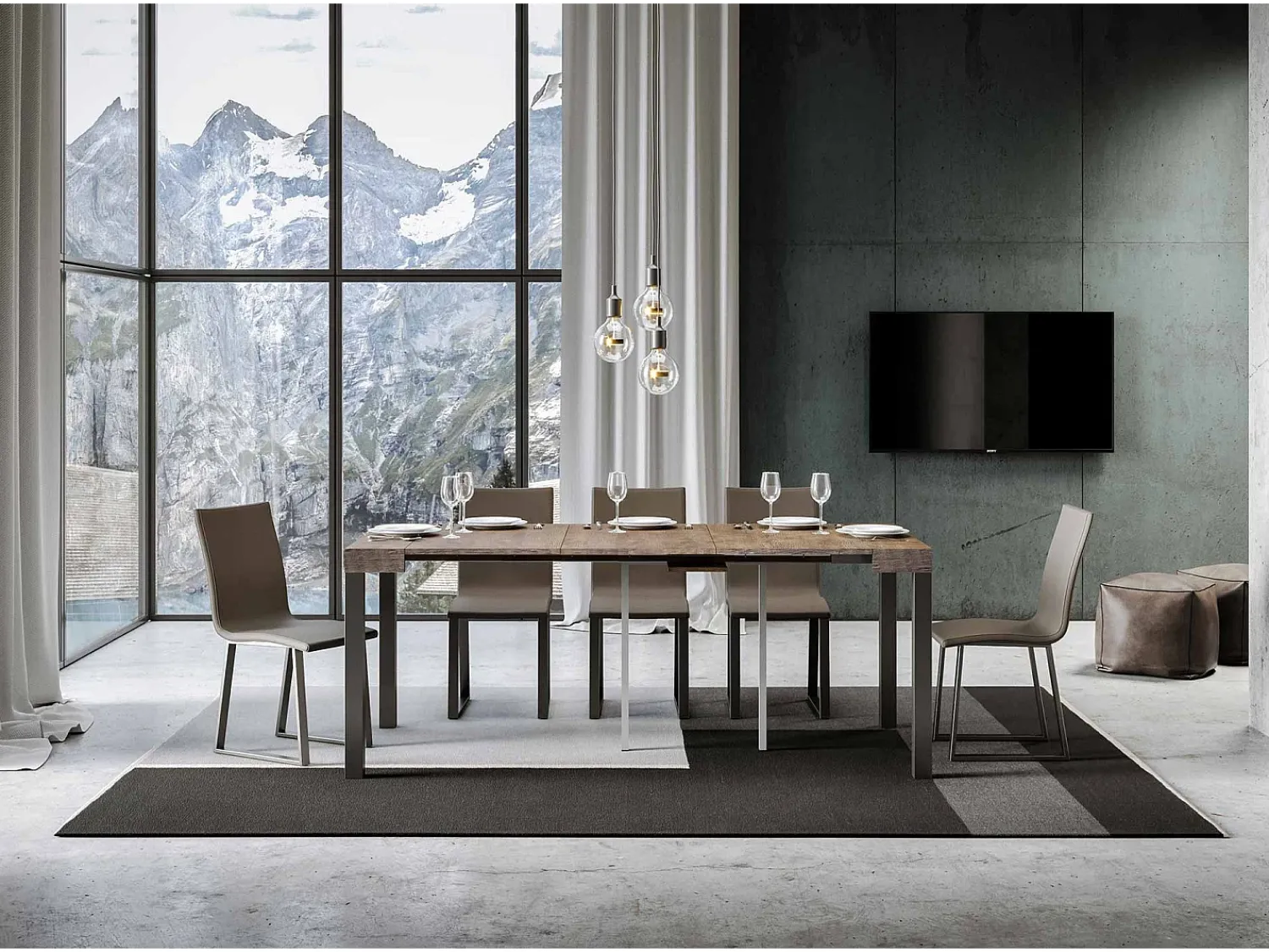 ITAMOBY Mesa consola extensível 90x40/196 cm Everyday Small Nogueira quadro Antracite^ Consola