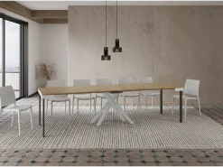 Consola|Ityhome Mesa consola extensível 90x40/300 cm Krack Evolution carvalho natural quadro branco Castanho