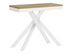Consola|Ityhome Mesa consola extensível 90x40/300 cm Krack Evolution carvalho natural quadro branco Castanho