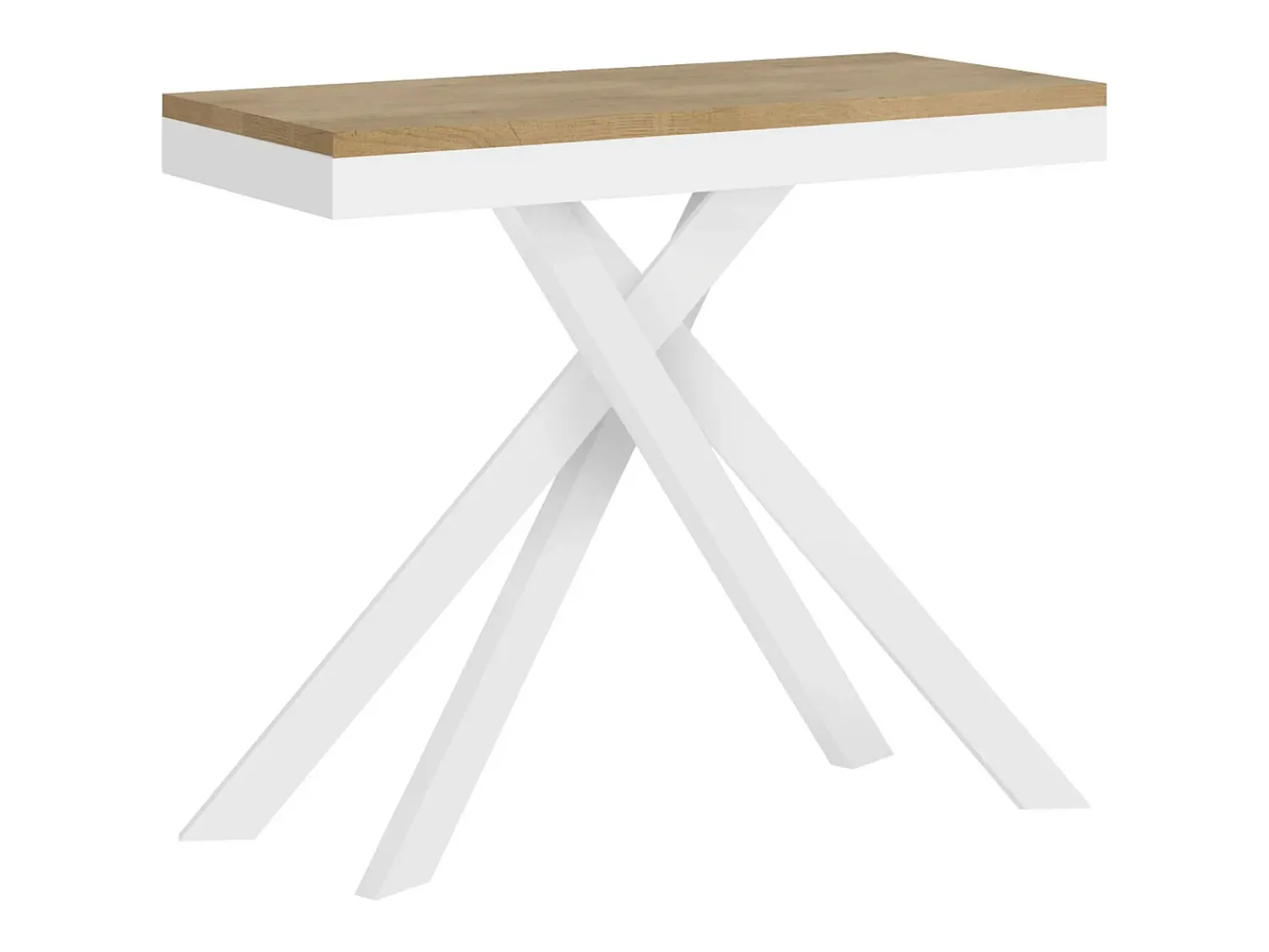 Consola|Ityhome Mesa consola extensível 90x40/300 cm Krack Evolution carvalho natural quadro branco Castanho