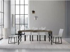 Hot ITAMOBY Mesa consola extensível 90x40/300 cm Karamay Tortora quadro Antracite Castanho