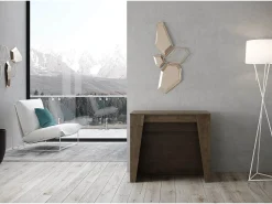 Consola*Ityhome Mesa consola extensível 90x48/296 cm Bakari nogueira Castanho