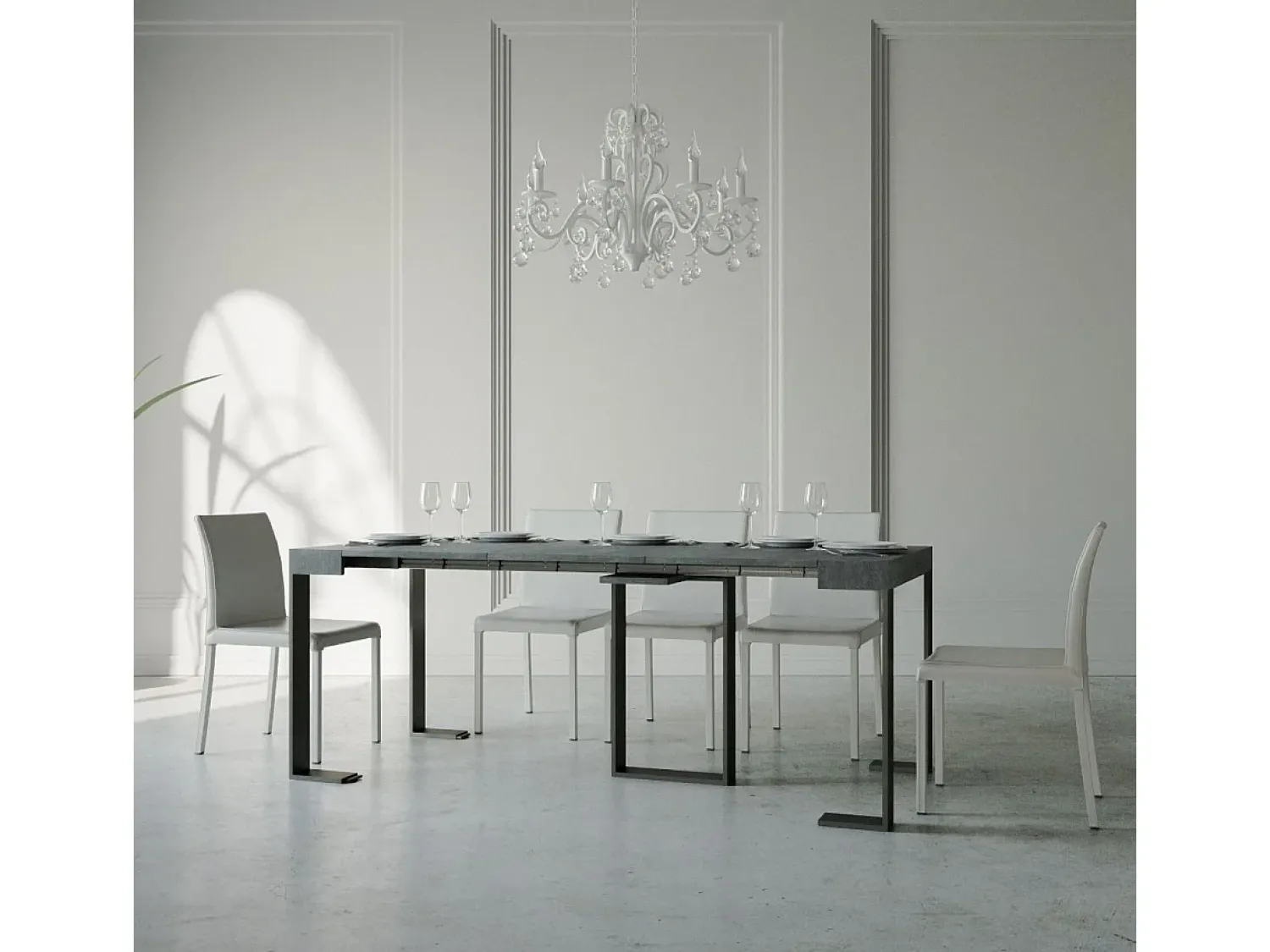 ITAMOBY Mesa consola extensível 90x40/196 cm Sintesi Small Cimento quadro Antracite^ Consola