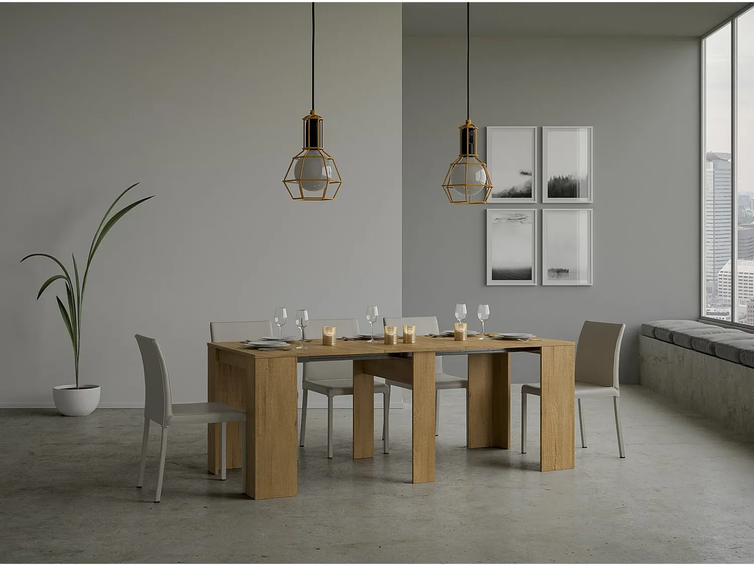 Consola*ITAMOBY Mesa consola extensível 90x48/204 cm Basic Small Carvalho Natural Castanho