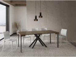 Consola|Ityhome Mesa consola extensível 90x40/300 cm Krack nogueira pernas antracite Castanho
