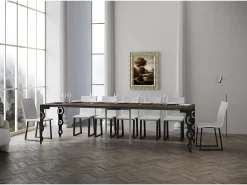 Consola|ITAMOBY Mesa consola extensível 90x40/300 cm Karamay Evolution Nogueira quadro Antracite Natural escuro