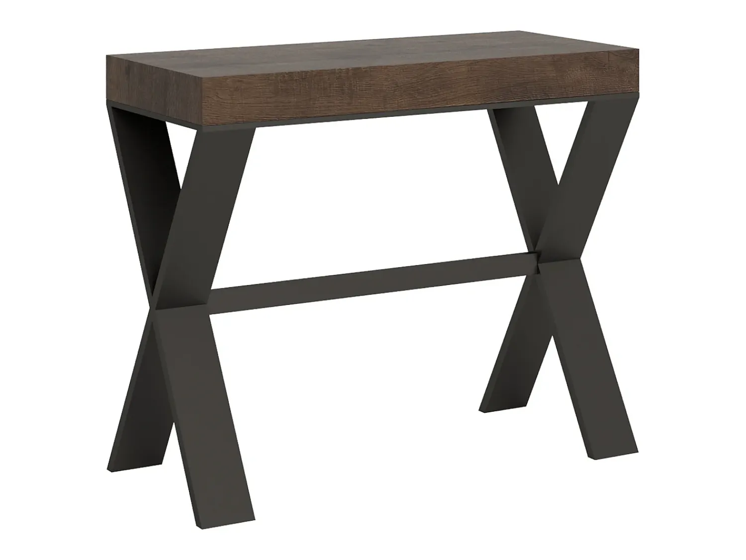 Consola*ITAMOBY Mesa consola extensível 90x40/196 cm Xenia Small Nogueira quadro Antracite Natural escuro