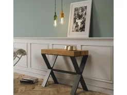 Consola*ITAMOBY Mesa consola extensível 90x40/196 cm Xenia Small Nogueira quadro Antracite Natural escuro