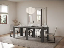 Consola*ITAMOBY Mesa consola extensível 90x25/211 cm Kiba Antracite Espatulado extensões internas Cinzento