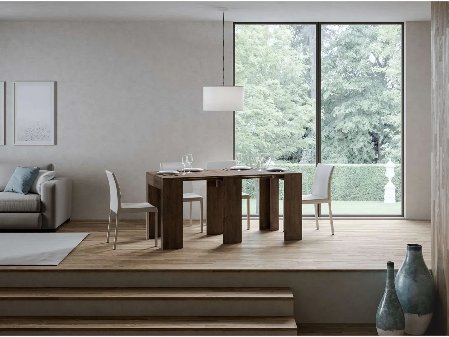 Consola*ITAMOBY Mesa consola extensível 78x47/299 cm Allin Nogueira extensões internas Natural escuro