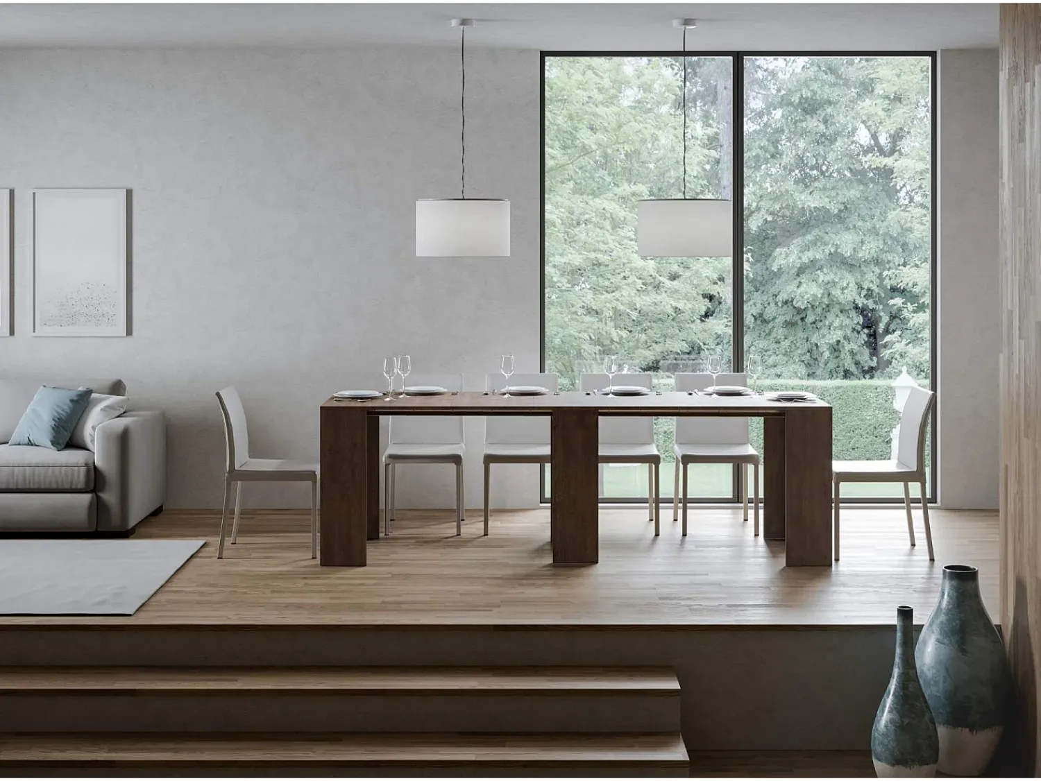 Consola*ITAMOBY Mesa consola extensível 78x47/299 cm Allin Nogueira extensões internas Natural escuro