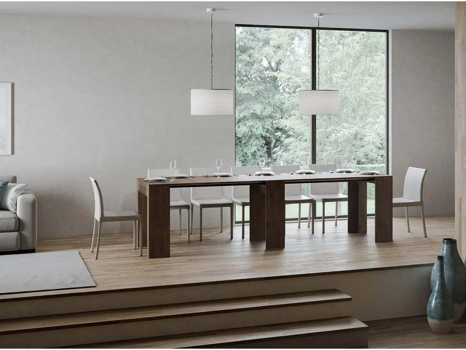 Consola*ITAMOBY Mesa consola extensível 78x47/299 cm Allin Nogueira extensões internas Natural escuro
