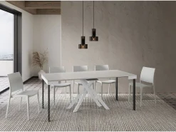 Ityhome Mesa consola extensível 90x40/196 cm Krack Small Evolution cinza branca quadro^ Consola