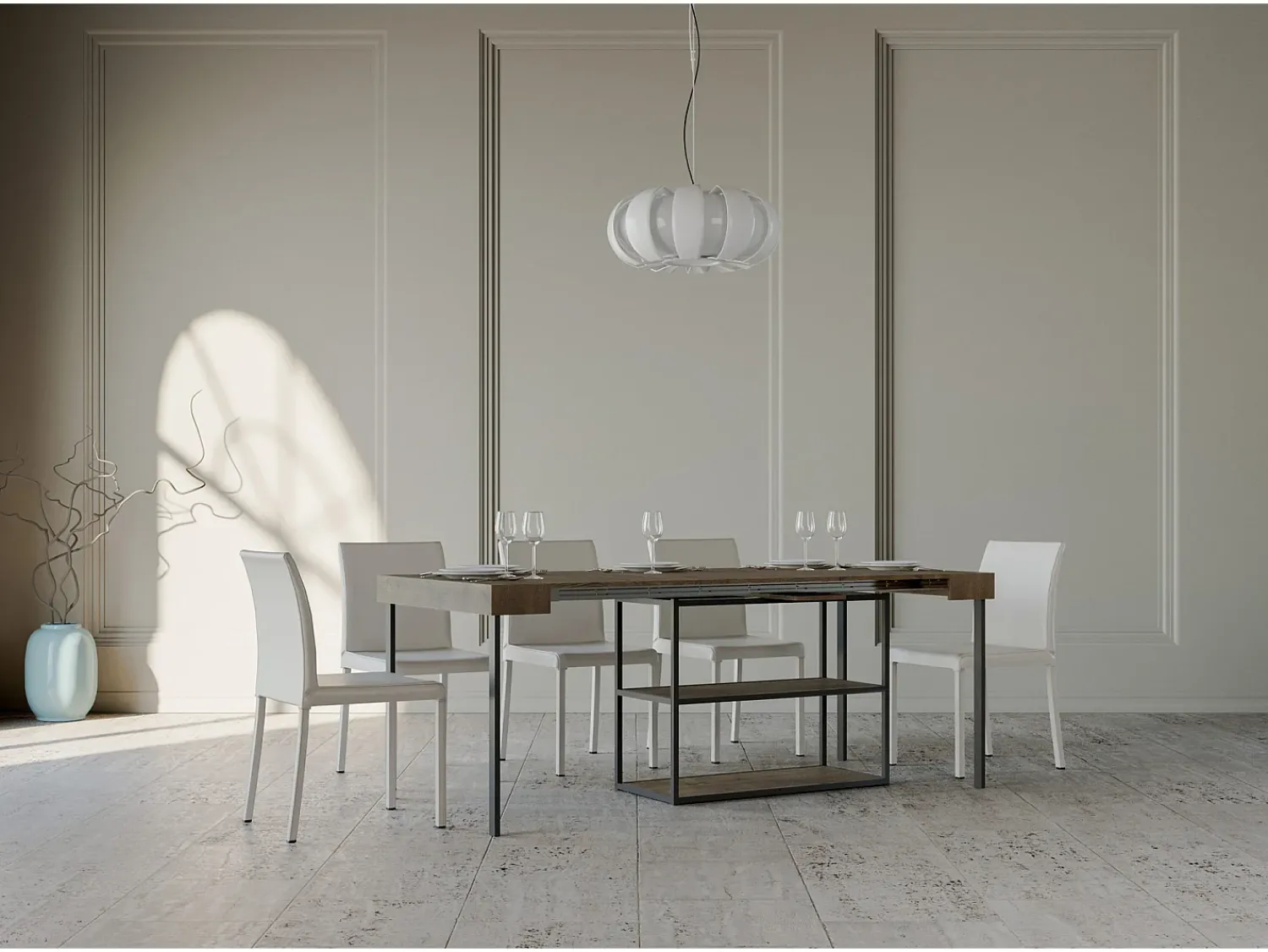 Consola*ITAMOBY Mesa consola extensível 90x40/196 cm Plano Small Nogueira quadro Antracite Natural escuro
