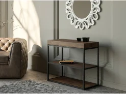 Consola*ITAMOBY Mesa consola extensível 90x40/196 cm Plano Small Nogueira quadro Antracite Natural escuro