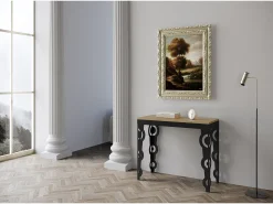 ITAMOBY Mesa consola extensível 90x40/300 cm Karamay Evolution Carvalho Natural quadro Antracite^ Consola