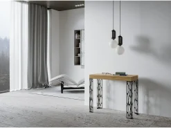 Consola*ITAMOBY Mesa consola extensível 90x40/196 cm Ghibli Small Carvalho Natural quadro Antracite Natural claro